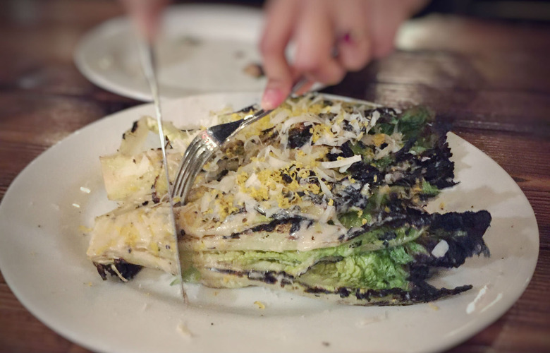 Grilled Romaine Hearts With Caesar Vinaigrette